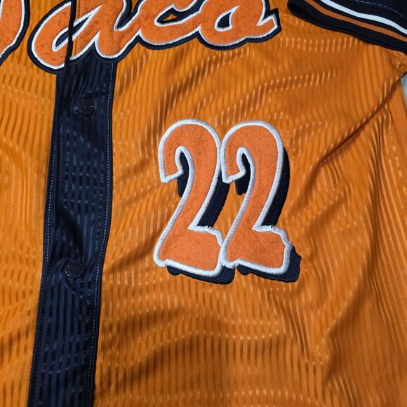 Vintage Y2K Paco Jeans Mens Baseball Jersey Orange And Black Button Up Size XXL - Picture 4 of 10